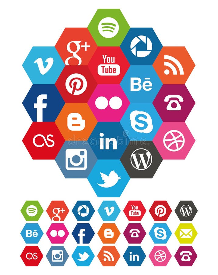 Hexagon Social Media icons