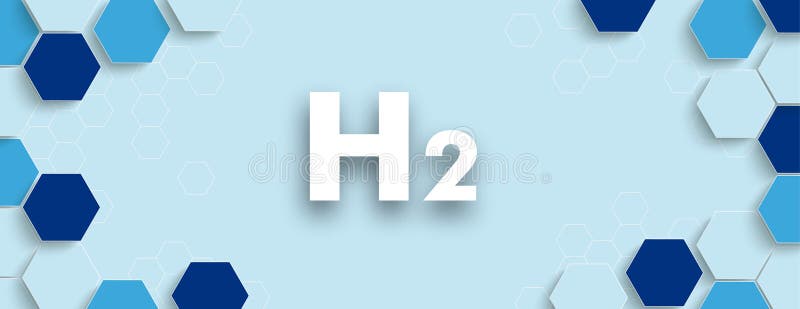 Blue Hexagon Structure Gears H2 Hydrogen Header Stock Vector ...