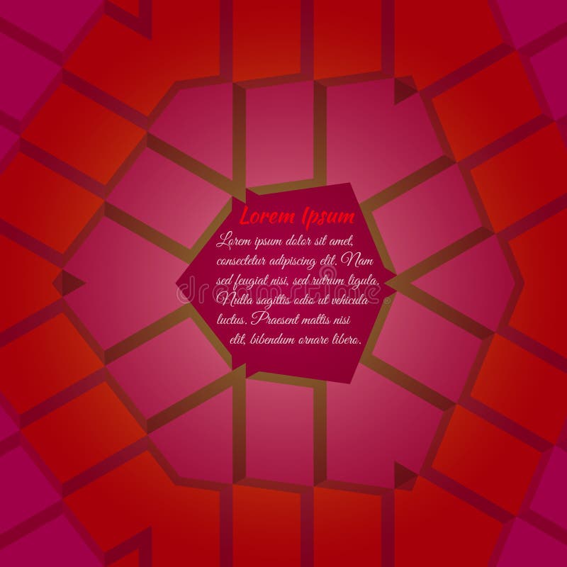 Hexagon text layout of red and pink colors royalty free illustration