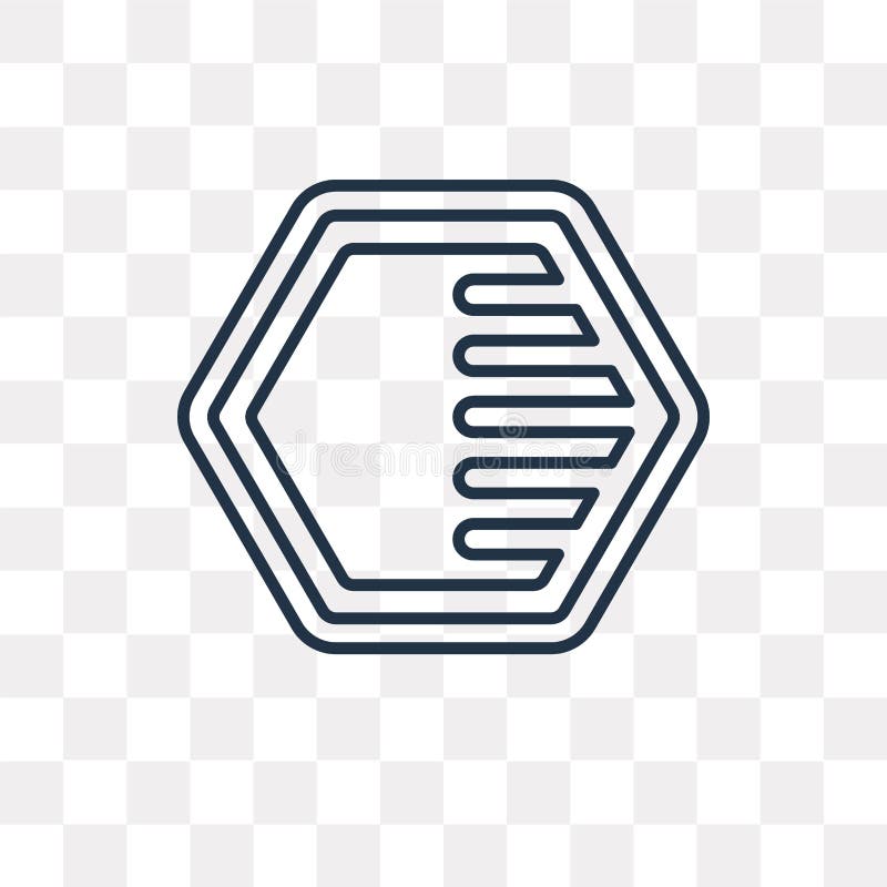 Hexagon vector icon isolated on transparent background, linear H vector illustration