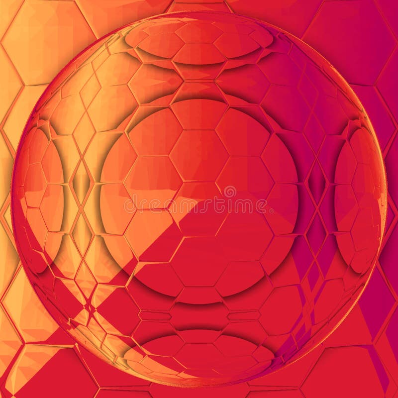 Circle hexagonal background in red color royalty free illustration