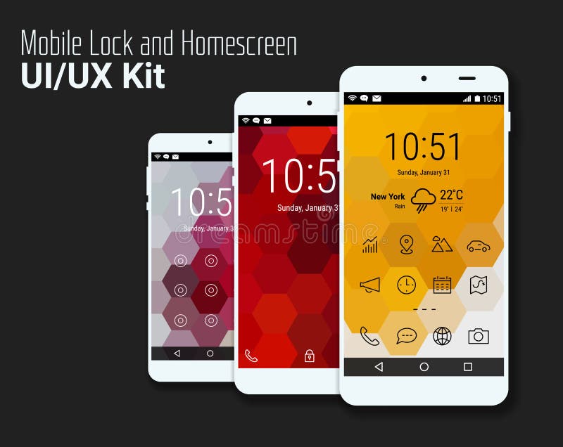 Download Hexagonal Geometric Ui Screens Mockup Kit Stock Vector Illustration Of Layout Menu 66392898