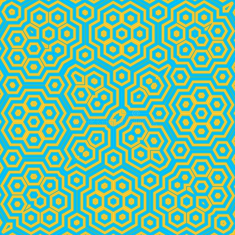 Hexagonal green neon caleidoscope effect Honey Comb Hex Pattern stock illustration