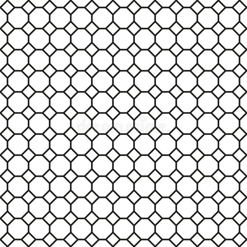 Hexagonal grid pattern. Geometric abstract texture. Black outline network. Repeating honeycomb vector. royalty free illustration