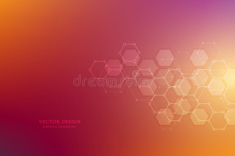 Hexagonal molecular structure for medical, science and digital technology design. Abstract geometric vector background. royalty free illustration