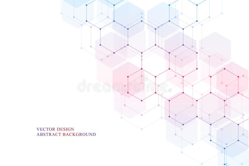 Hexagonal molecular structure for medical, science and digital technology design. Abstract geometric vector background.