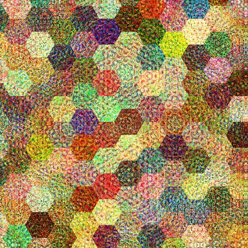 Colorful hexagonal mosaic with knitted effect royalty free illustration
