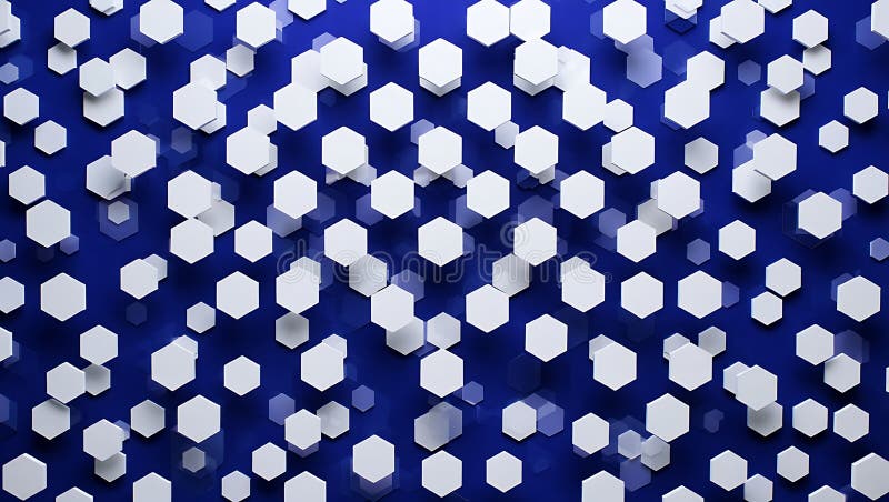 White hexagons on a blue background abstract art royalty free illustration