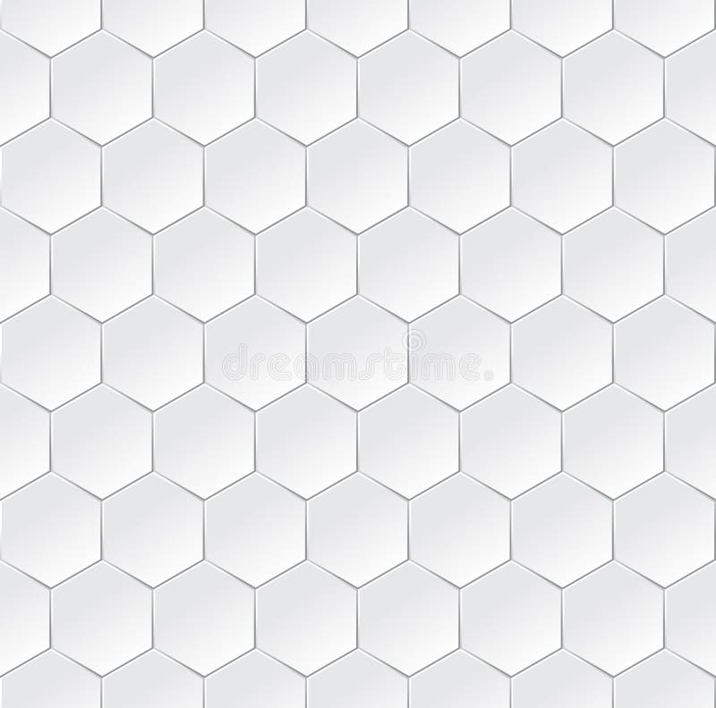 Vector Hexagonal white semless background with 3d effect. Metal structure drawing vectors