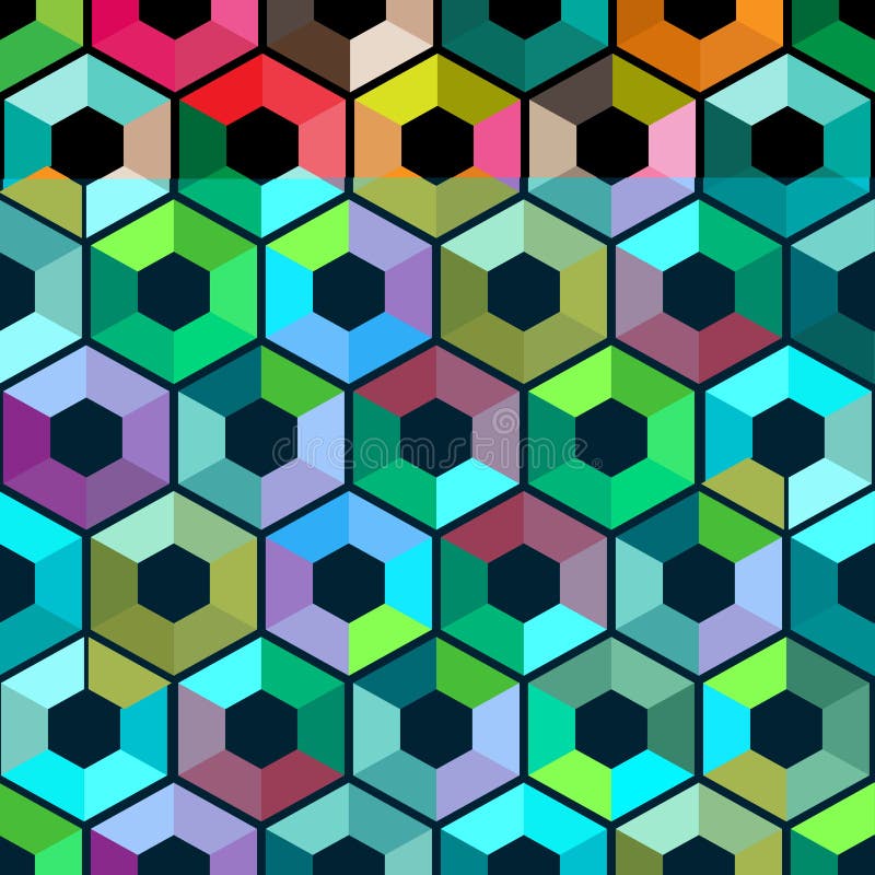 Hexagon with color triangles. Abstract seamless background. Vector illustration. Colorful polygon style with triangular geometric pattern, business hipster style. Hexagon with color triangles. Abstract seamless background. Vector illustration. Colorful polygon style with triangular geometric pattern, business hipster style.