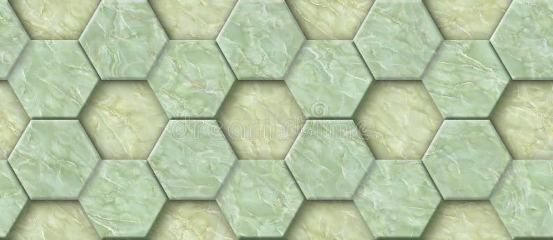 3D hexagon made of green Marble decor. Material glossy marble. High quality seamless realistic texture. 3D hexagon made of green Marble decor. Material glossy marble. High quality seamless realistic texture