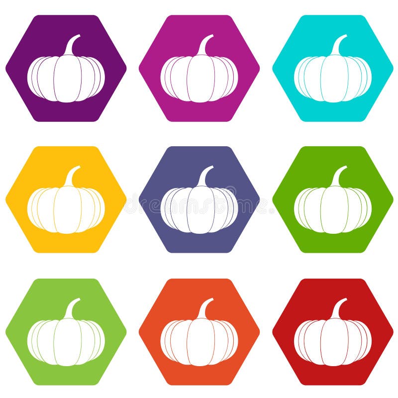 Hexahedron stabilito di colore dell'icona matura della zucca illustrazione di stock Hexahedron stabilito di colore dell'icona matura della zucca illustrazione di stock