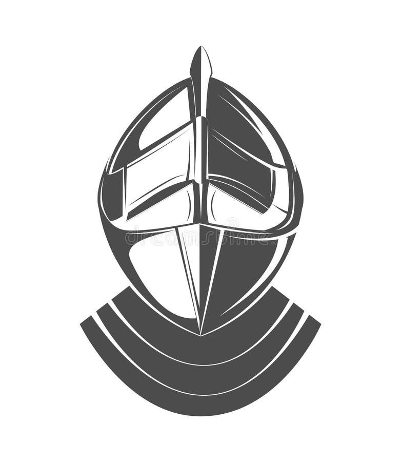 Hełma logo, średniowiecznego rycerza rocznika antykwarski symbol ilustracji