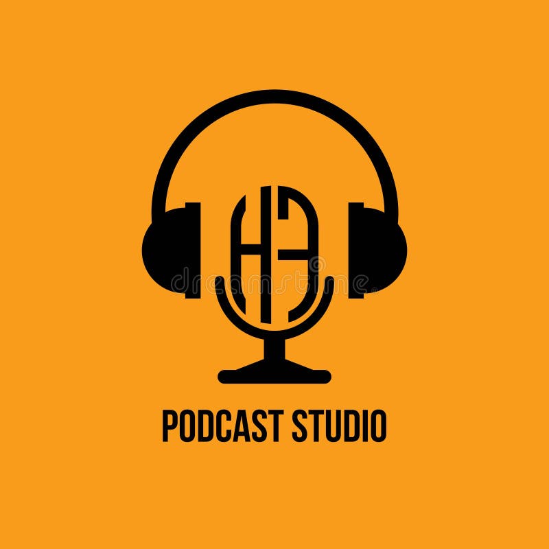 Hf monogram hoofdtelefoon- en microfoonstijl vector illustratie