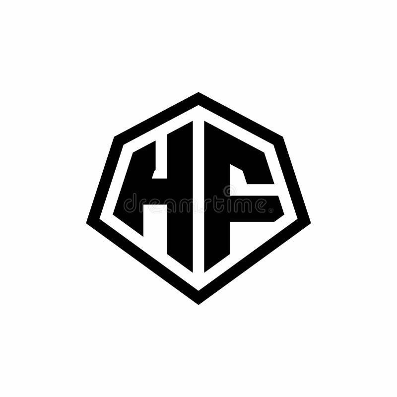 HF Monogram Logo with Hexagon Shape and Line Rounded Style Design ...