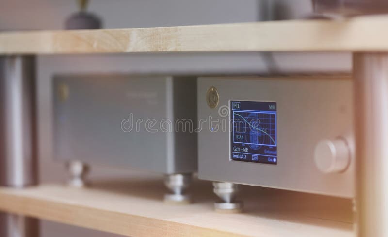 A hi-end phono preamplifier together with the separate power supply stock image