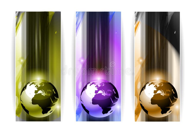 Hi Tech 3d Earth Banners stock illustration Hi Tech 3d Earth Banners stock illustration