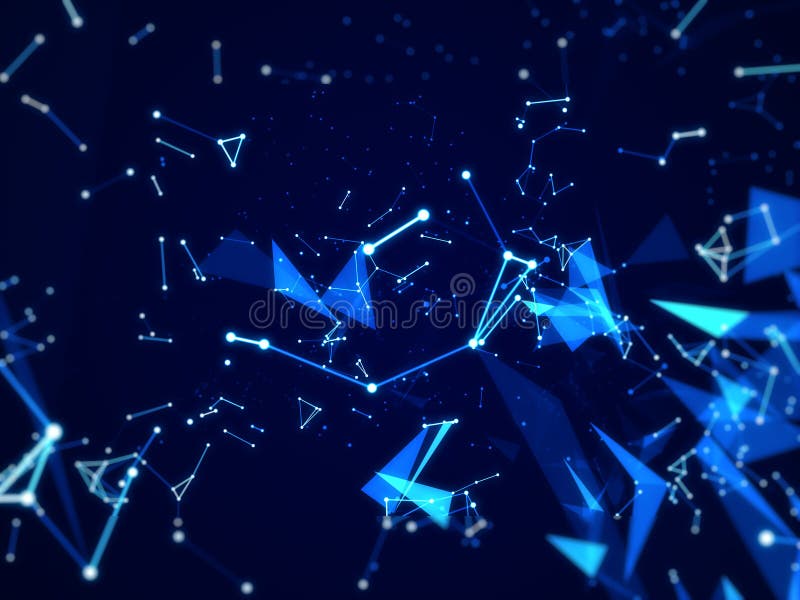 Hi-tech Background With line abstract Connecting Network background, blue polygon theme stock illustration