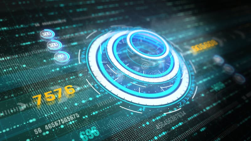Hi-Tech graphic futuristic user interface head up display screen with digital data and information display for digital background stock illustration Hi-Tech graphic futuristic user interface head up display screen with digital data and information display for digital background stock illustration