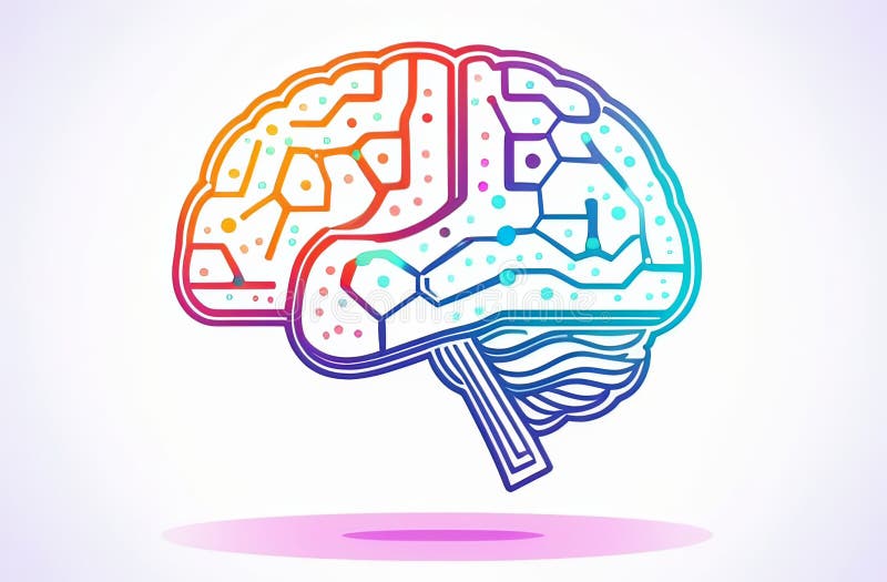 Hi tech illustration of futuristic robotics brains shaped as human brains royalty free stock photography