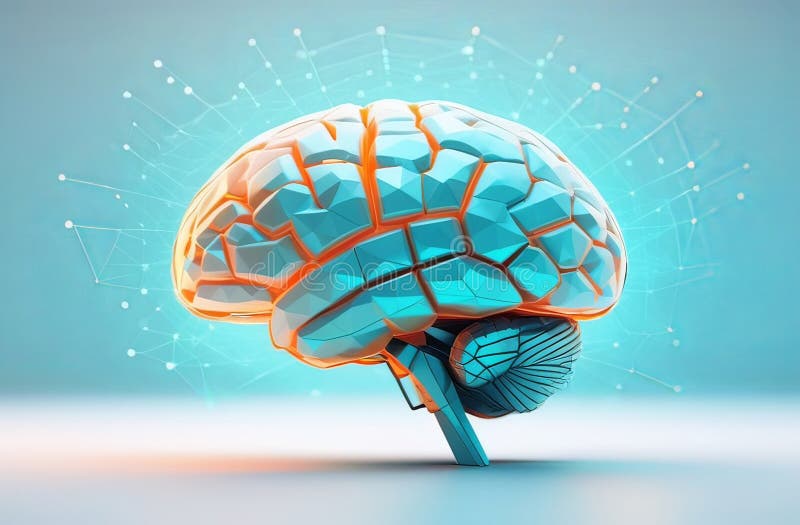 Hi tech illustration of futuristic robotics brains shaped as human brains royalty free stock images
