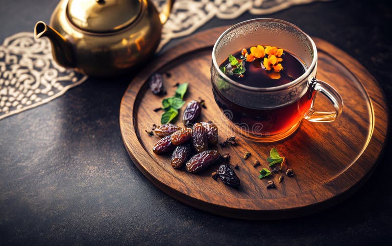 Hibiscus Tea i Glass Cup med datum och teater vektor illustrationer