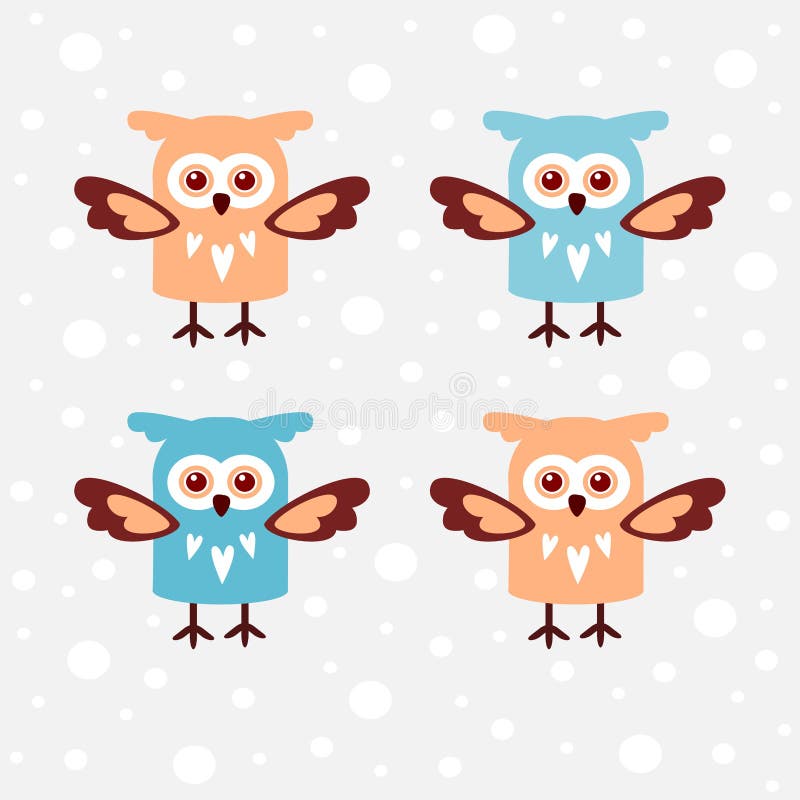 Chouette mignonne avec de la neige illustration stock