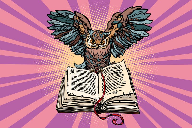 Hibou sur un vieux livre, un symbole de la sagesse et la connaissance illustration stock Hibou sur un vieux livre, un symbole de la sagesse et la connaissance illustration stock