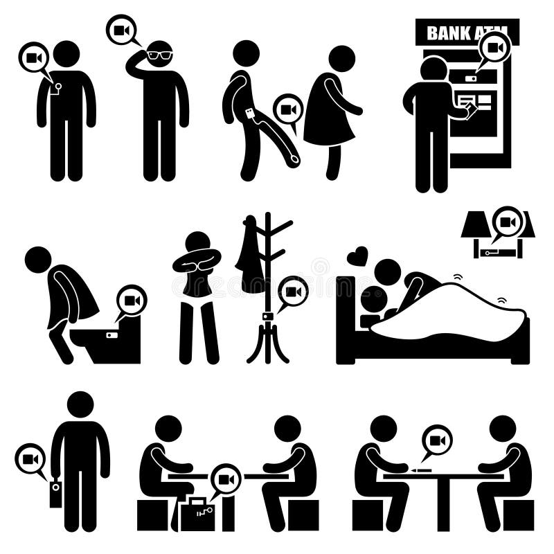 Hidden Toilet Spy Cam Hidden Spy Camera Secret Video Recording Cliparts Icons Stock Vector - Illustration of bathroom, people: 45999167