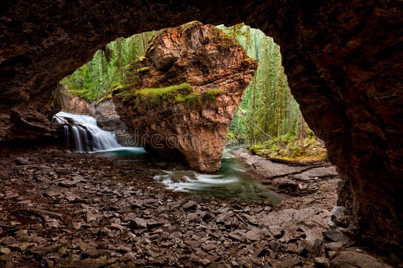 Hidden waterfall in Johnston Canyon Creek Trail, Banff National