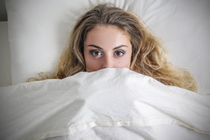 Hiding Under The Sheets Stock Image Image Of Beautiful