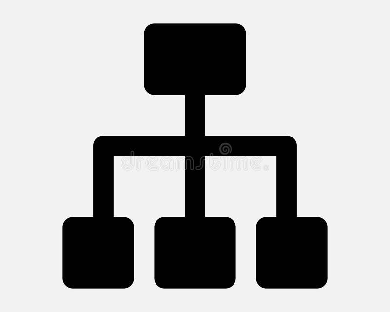 Hierarchia schematu organizacyjnego Struktura pozycji Firma Geonologia Sieć Połączenie czarno-białe Ikona Symbol znaku ilustracji