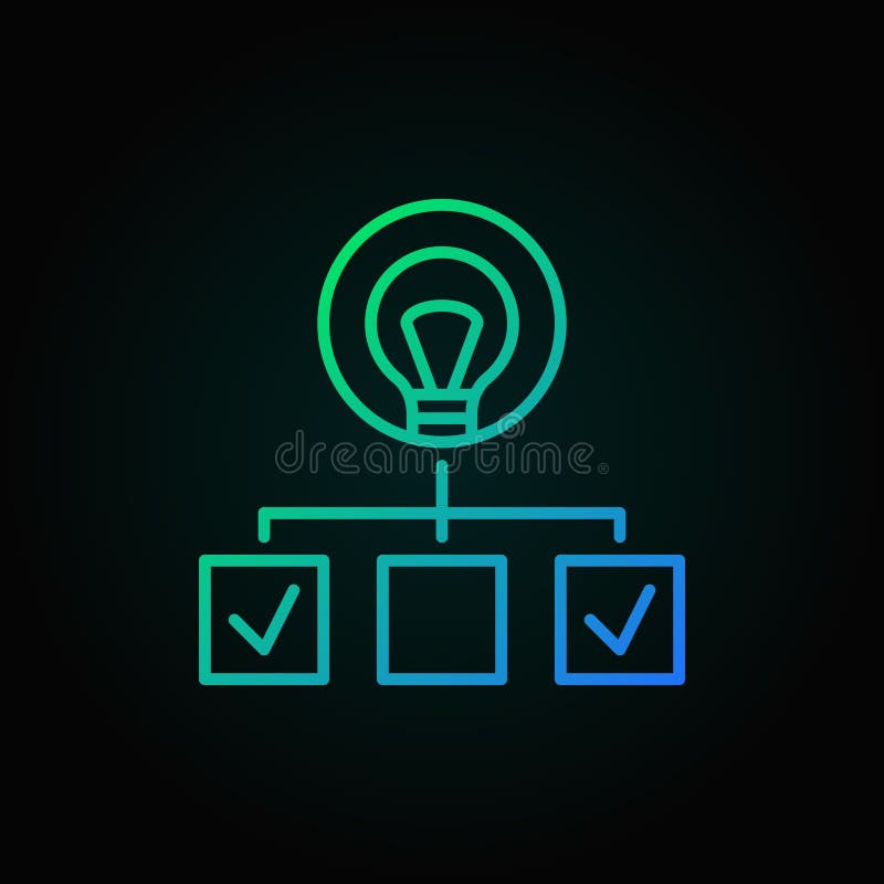 Hierarchia z lightbulb barwiącą kreskową ikoną Uruchomienie symbol ilustracja wektor