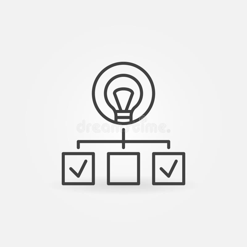 Hierarchia z żarówki liniową ikoną Uruchomienie konturu symbol ilustracji