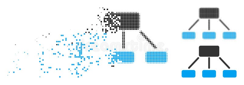 Damaged Dot Halftone Hierarchy Icon. Hierarchy icon in dispersed, dotted halftone and solid variants. Particles are combined into vector disappearing hierarchy vector illustration Damaged Dot Halftone Hierarchy Icon. Hierarchy icon in dispersed, dotted halftone and solid variants. Particles are combined into vector disappearing hierarchy vector illustration