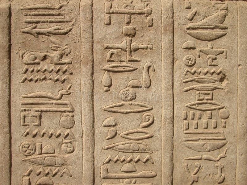 Hieroglyphics at Temple of Kom Ombo, Egypt Stock Image - Image of ...