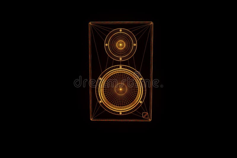 HIFIsprecher 3D in der Wireframe-Hologramm-Art Nette Wiedergabe 3D stock abbildung