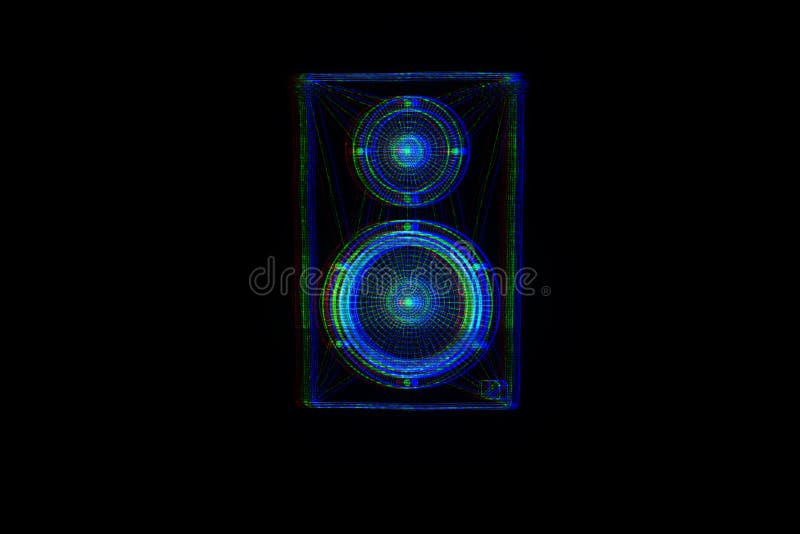 HIFIsprecher 3D in der Wireframe-Hologramm-Art Nette Wiedergabe 3D stock abbildung