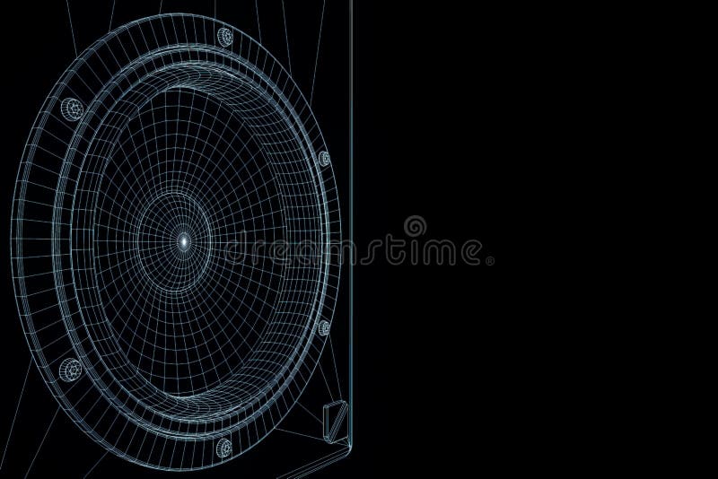 HIFIsprecher 3D in der Wireframe-Hologramm-Art Nette Wiedergabe 3D stock abbildung