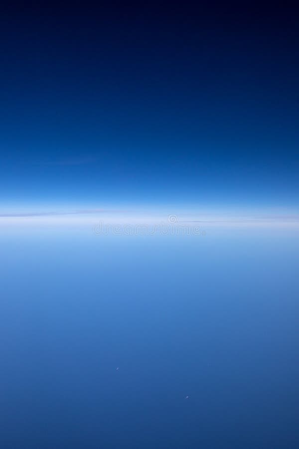 High altitude view between sky and space , in to the dark