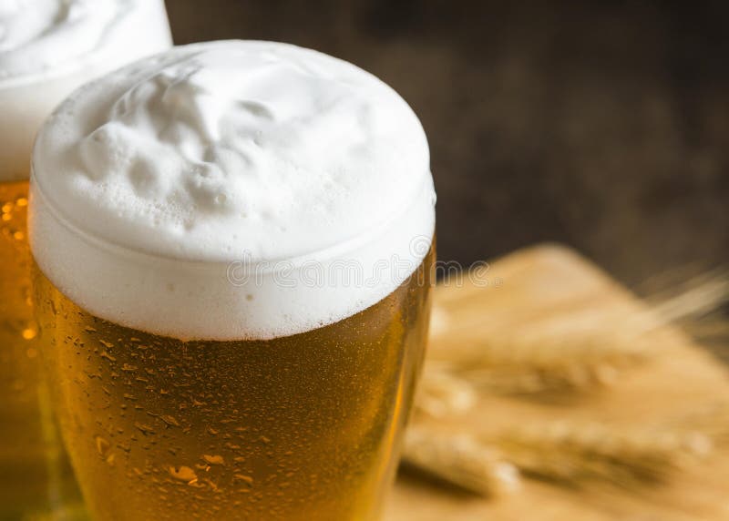 High Angle Glasses Beer Foam. High Quality Photo Stock Photo Image of