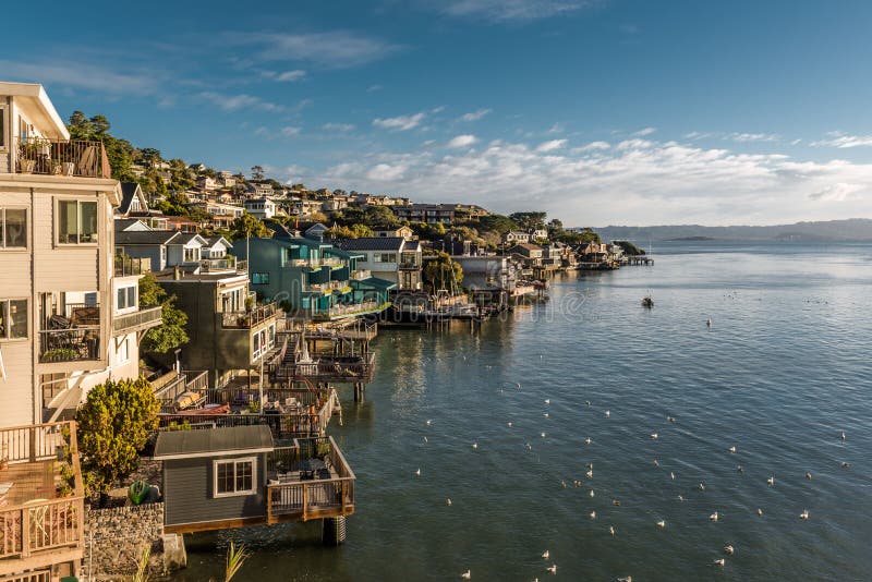 High-angle of a scenic view of the city of Tiburon, California during a beautiful sunny day