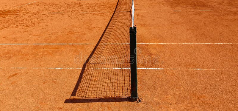 High Angle Shot of Net in Tennis Court Under the Sunlight Stock Image