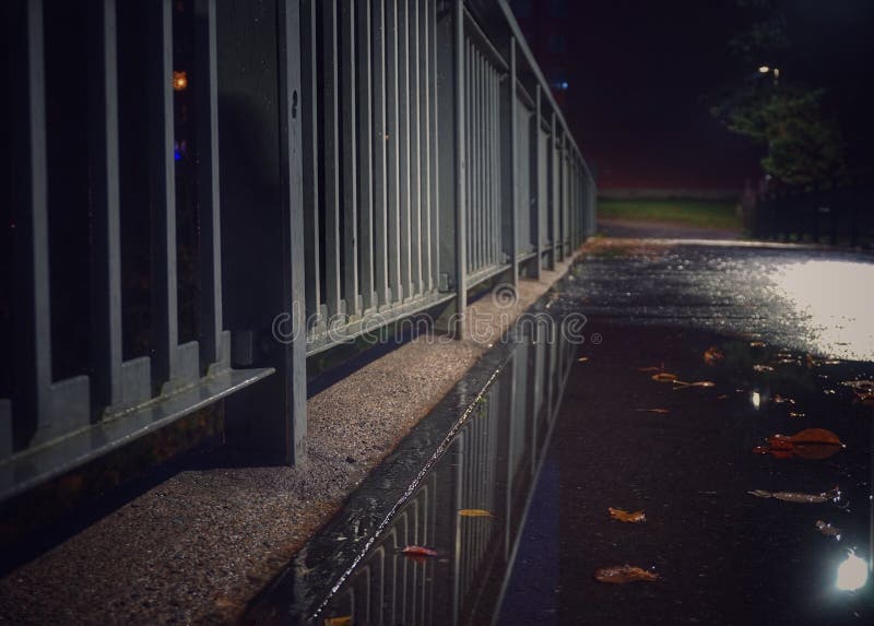 High angle view of bridge over river at night stock image