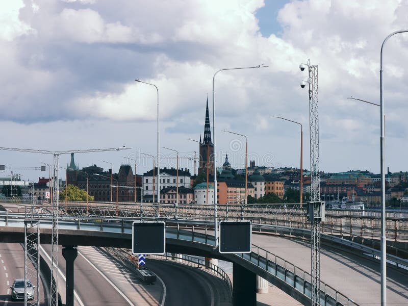 High angle view of a city street royalty free stock images