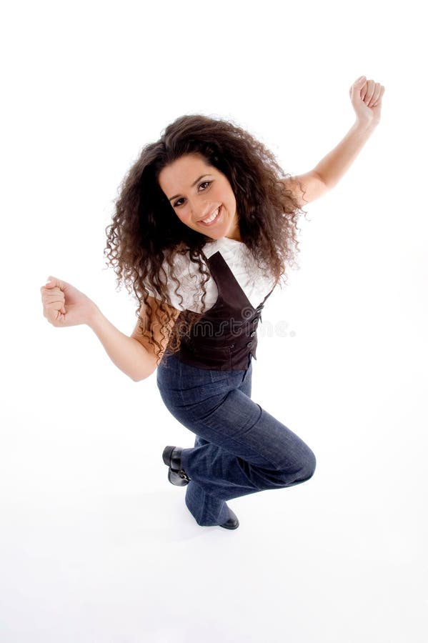 High angle view of dancing woman