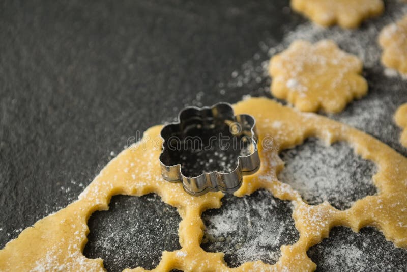 High Angle View of Flower Shape Mould on Dough Stock Photo Image of