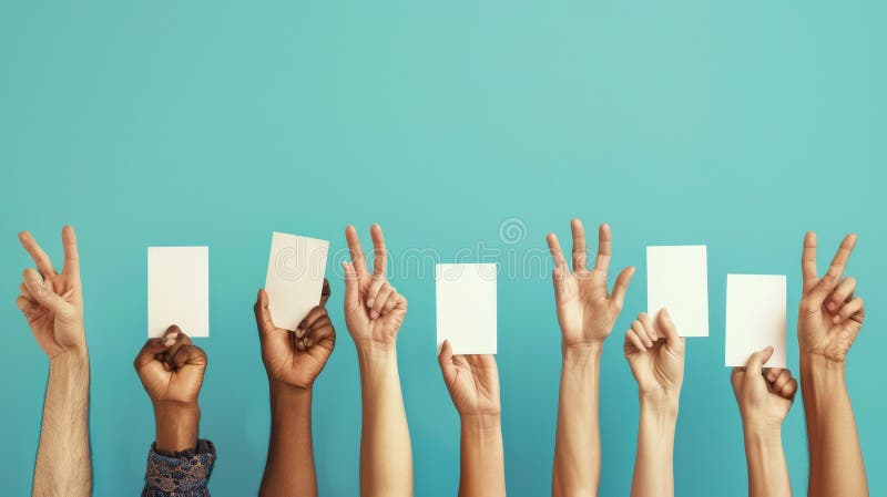 High-Angle View of a Large Crowd with Raised Hands in Unity Demonstration Outdoors. AIG53M royalty free stock images