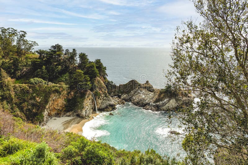 High Angle View of McWay Falls, Big Sur, California Stock Photo Image of north, angle 274709334