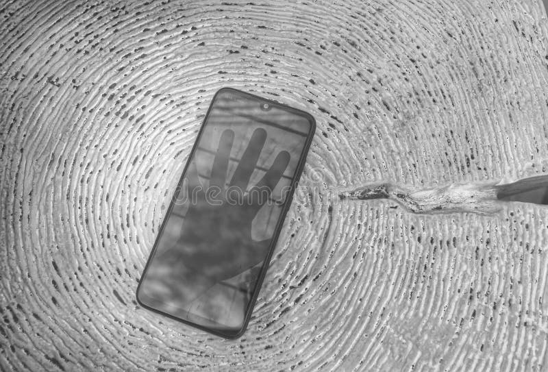 High angle view of mobile phone royalty free stock images